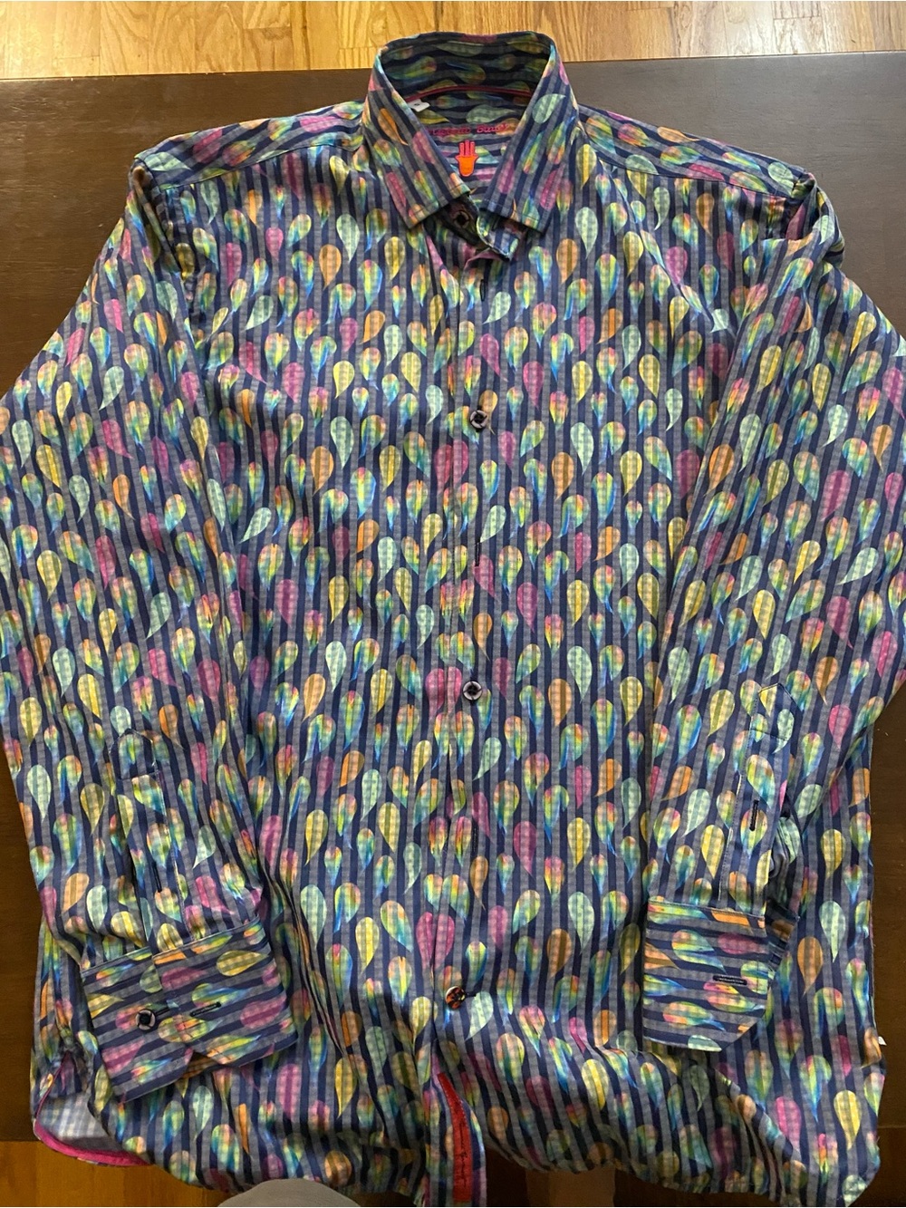 Multicolor Teardrop Print Casual Button-Down Shirt